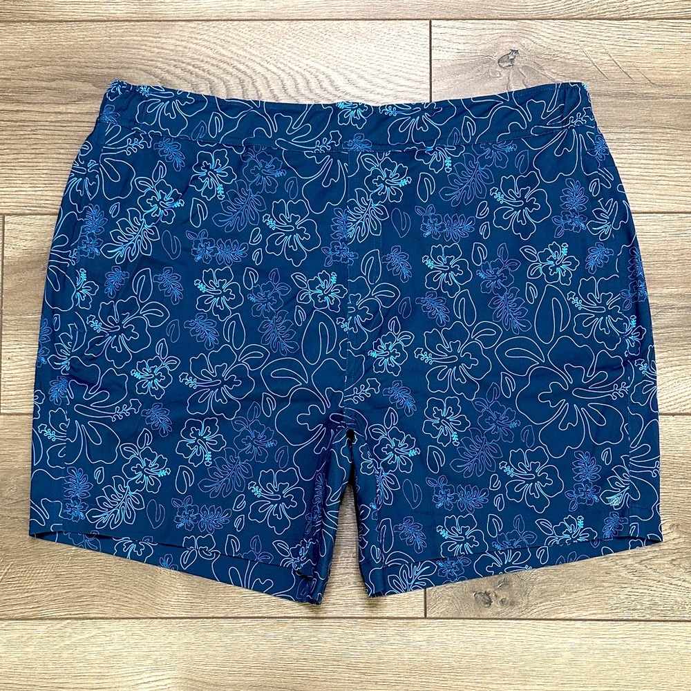 Mack Weldon 6” Lined Swim Trunks‎ Total Eclipse Whirlpool Blue Size XL